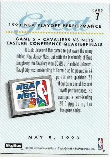 1993-94 SkyBox #7 Brad Daugherty NM-MT Cavaliers PO - Basketball Card Single
