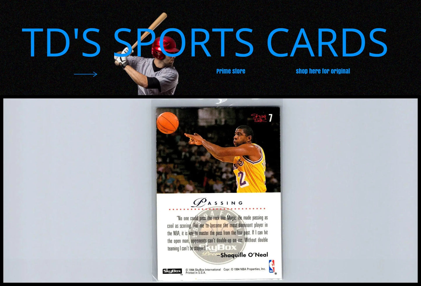 1993-94 SkyBox Premium #7 Shaquille O’Neal Shaq Talk basketball card collectible