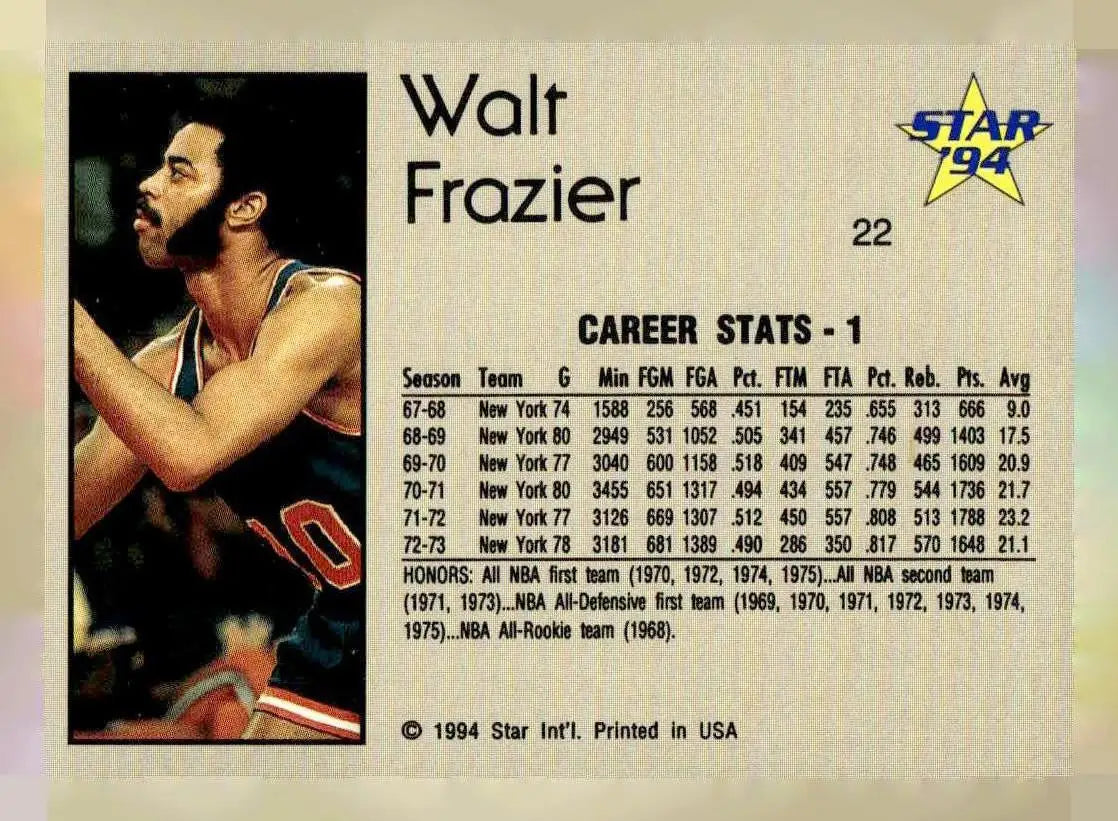 1993-94 Star #22 Walt Frazier - Basketball Card Single