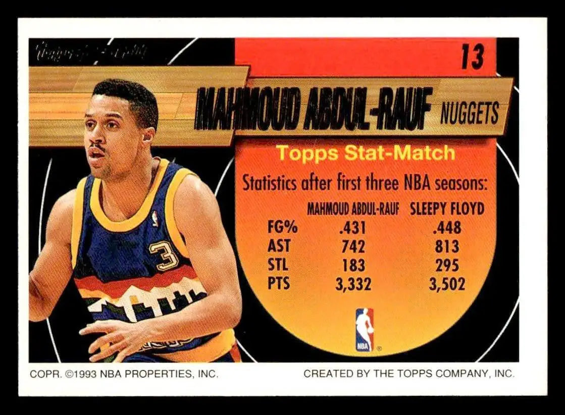 1993-94 Topps #13 Mahmoud Abdul-Rauf Black Gold - Basketball Card Single