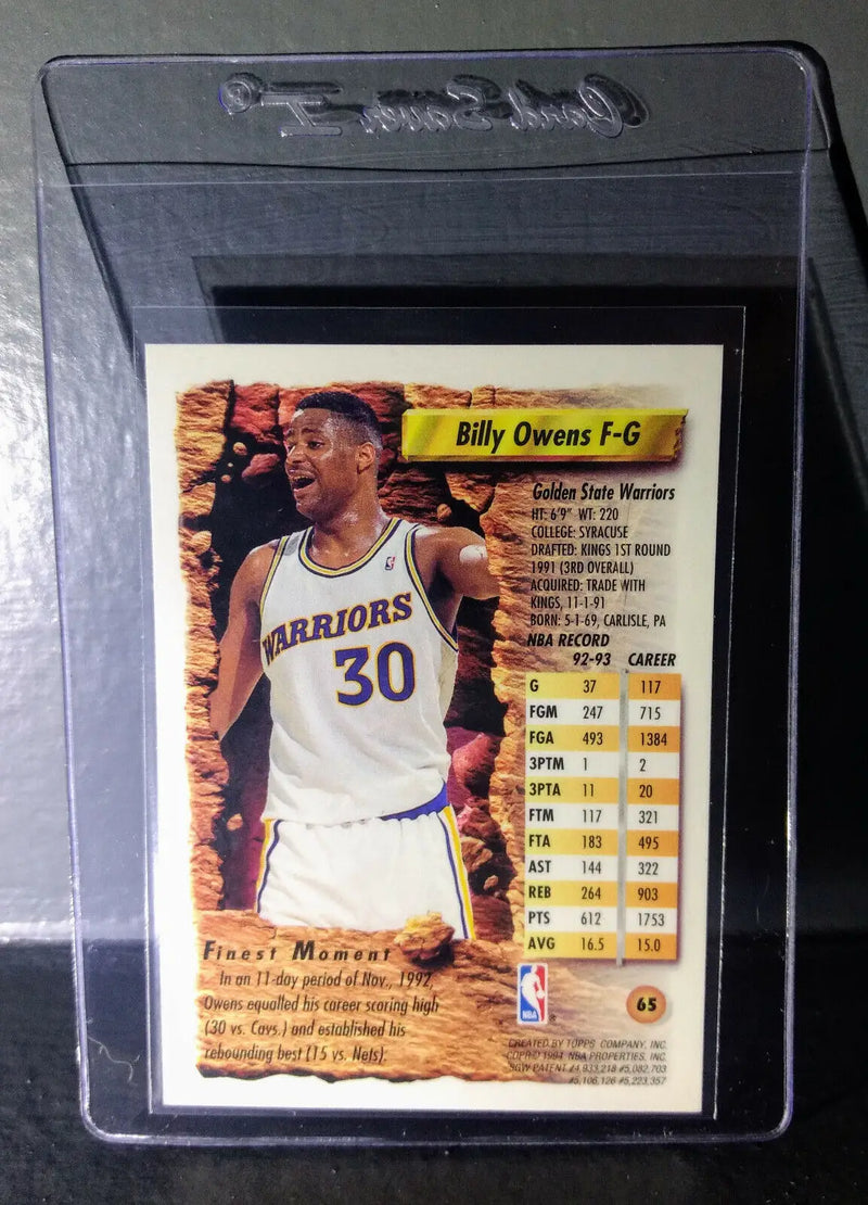 1993-94 Topps Finest Billy Owens #65 Basketball Card