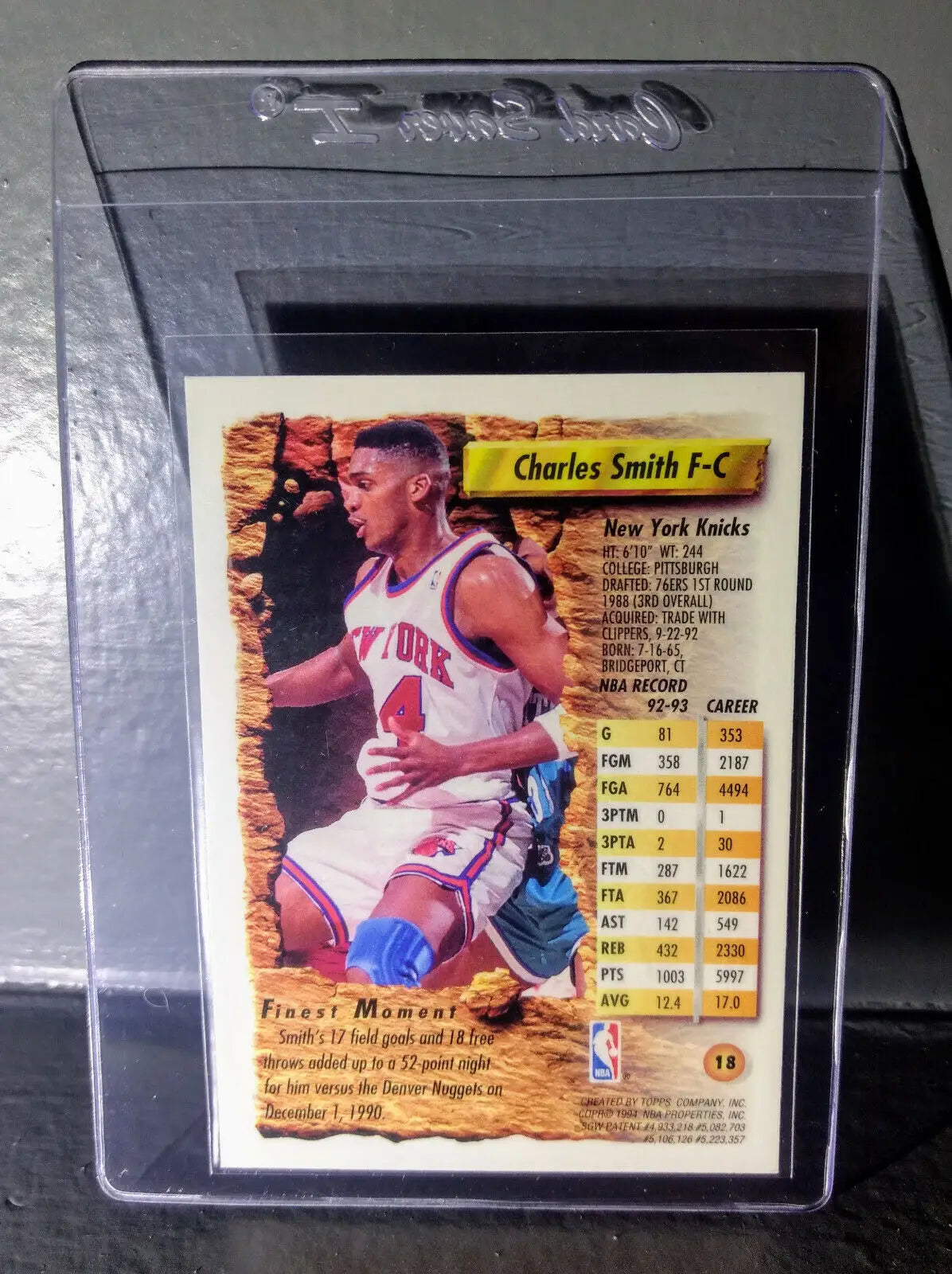 1993-94 Topps Finest Charles Smith #18 Basketball Card - Basketball Card Single