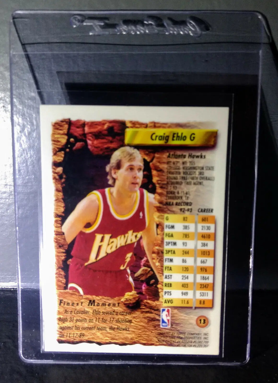 1993-94 Topps Finest Craig Ehlo #13 Basketball Card - Basketball Card Single