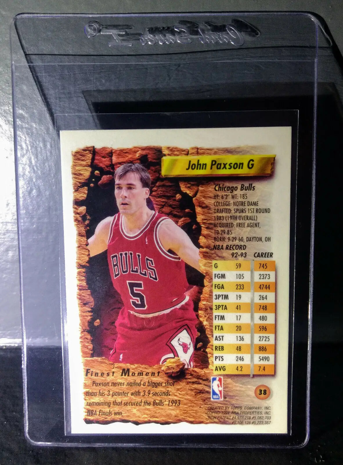 1993-94 Topps Finest John Paxson #38 Basketball Card - Basketball Card Single