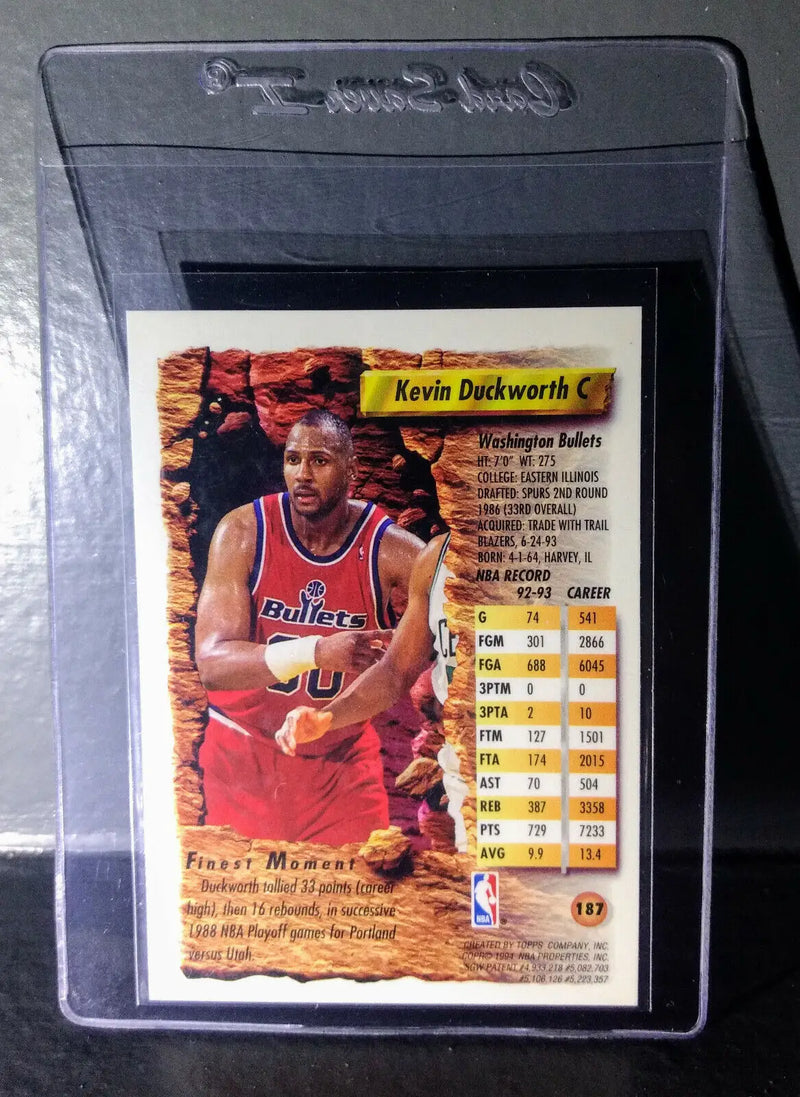 1993-94 Topps Finest Kevin Duckworth #187 Basketball Card - Basketball Card Single