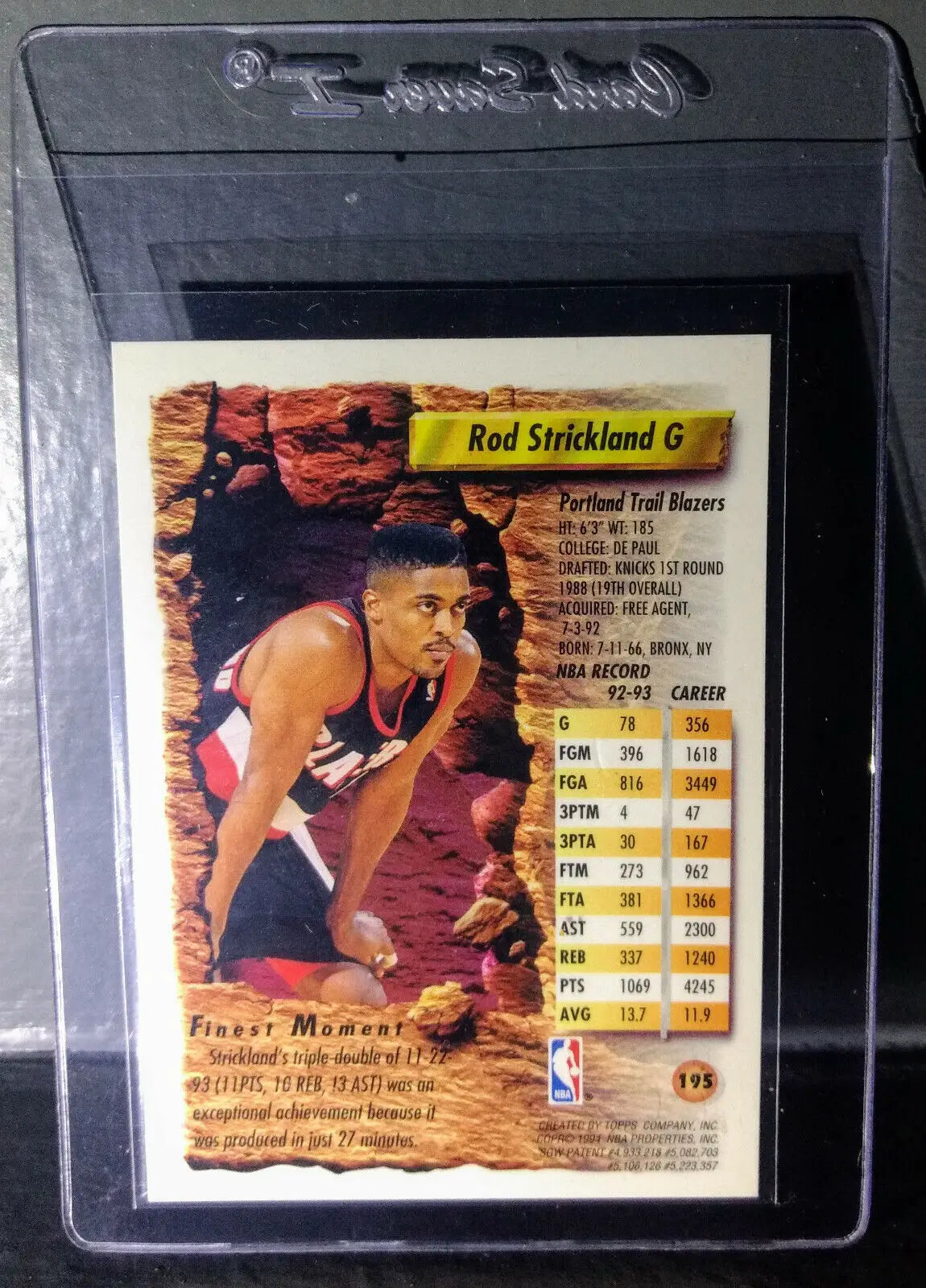 1993-94 Topps Finest Rod Strickland #195 Basketball Card - Basketball Card Single