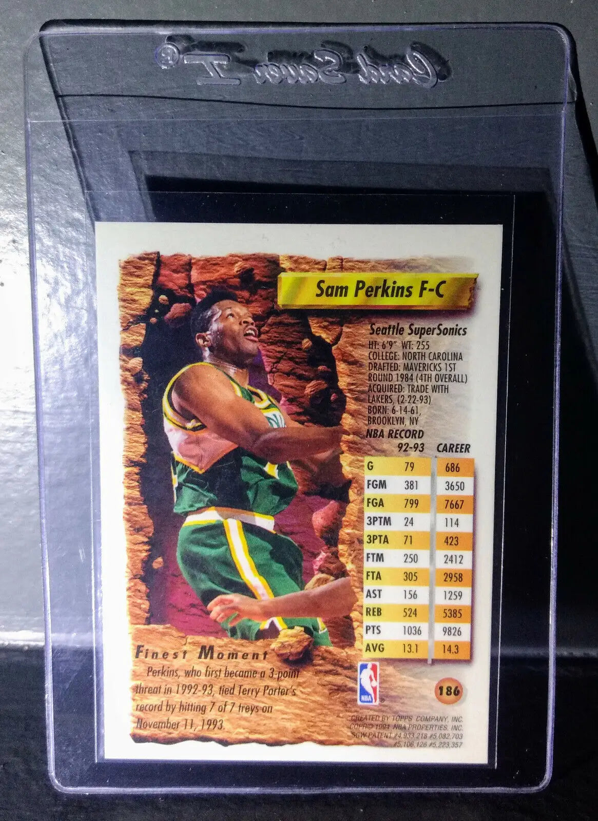 1993-94 Topps Finest Sam Perkins #186 Basketball Card - Basketball Card Single