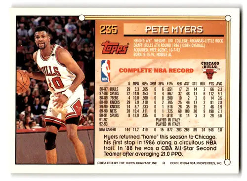 1993-94 Topps Gold #235 Pete Myers NM-MT Bulls ID:72720 - Basketball Card Single