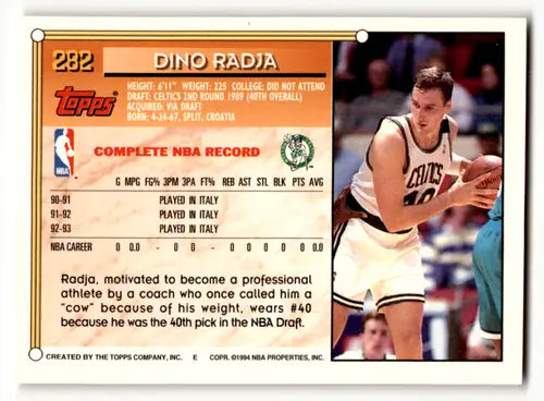 Original gloss Dino Radja 1993-94 Topps Gold rookie basketball card in near mint condition