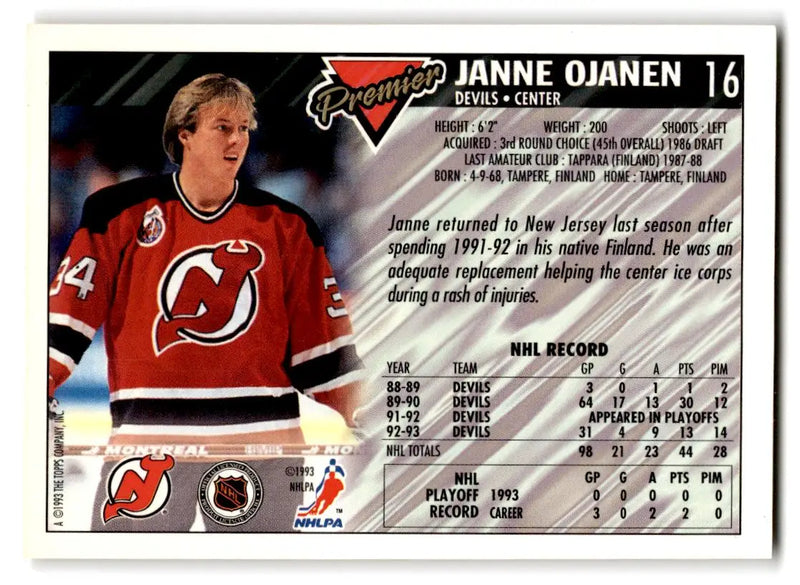 1993-94 Topps Premier #16 Janne Ojanen - Hockey Card Single