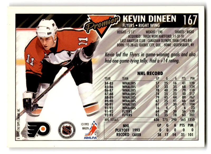 1993-94 Topps Premier #167 Kevin Dineen - Hockey Card Single