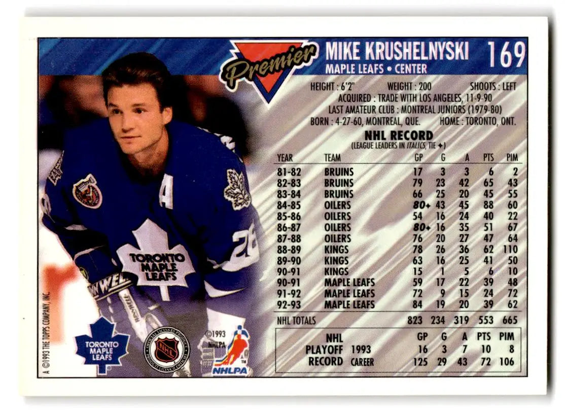 1993-94 Topps Premier #169 Mike Krushelnyski - Hockey Card Single
