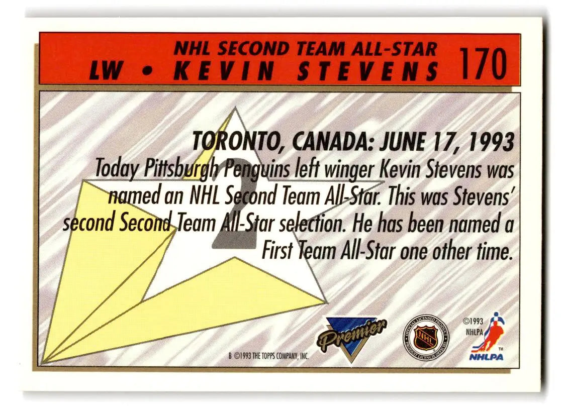 1993-94 Topps Premier #170 Kevin Stevens - Hockey Card Single