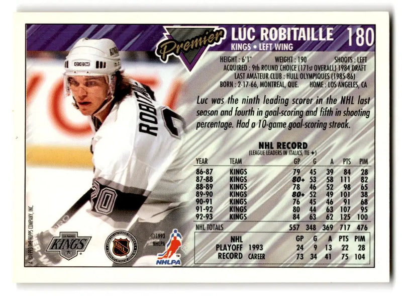 1993-94 Topps Premier #180 Luc Robitaille - Hockey Card Single
