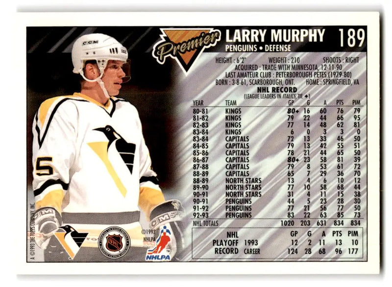 1993-94 Topps Premier #189 Larry Murphy - Hockey Card Single