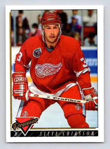 Original gloss 1993-94 Topps Premier Steve Chiasson hockey card Red Wings