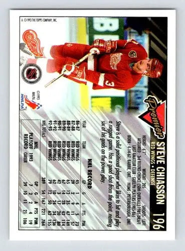 Vintage hockey card 1993-94 Topps Premier Steve Chiasson with original gloss
