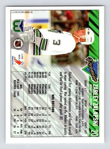 1993-94 Topps Premier #20 Zarley Zalapski NM-MT Whalers - Hockey Card Single
