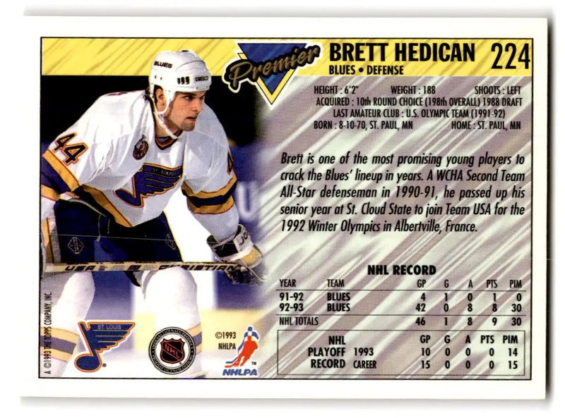 1993-94 Topps Premier #224 Bret Hedican - Hockey Card Single