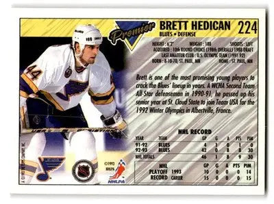 1993-94 Topps Premier #224 Bret Hedican - Hockey Card Single