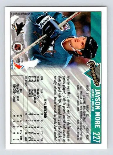 Hockey trading card 1993-94 Topps Premier Jay More Sharks with original gloss