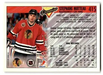 1993-94 Topps Premier #415 Stephane Matteau Gold - Hockey Card Single