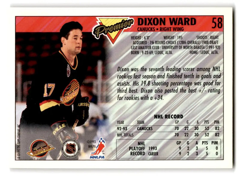1993-94 Topps Premier #58 Dixon Ward - Hockey Card Single