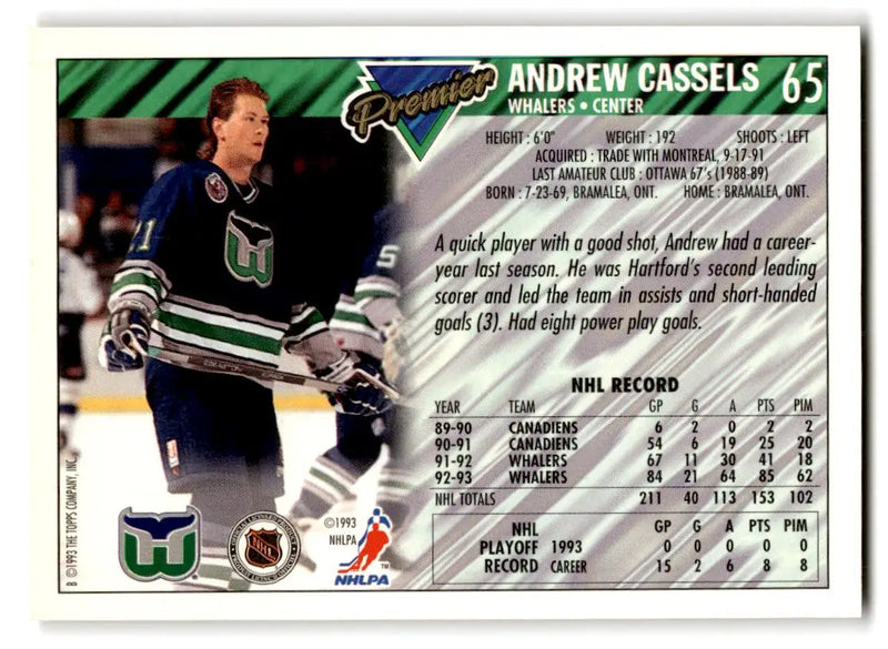 1993-94 Topps Premier #65 Andrew Cassels - Hockey Card Single