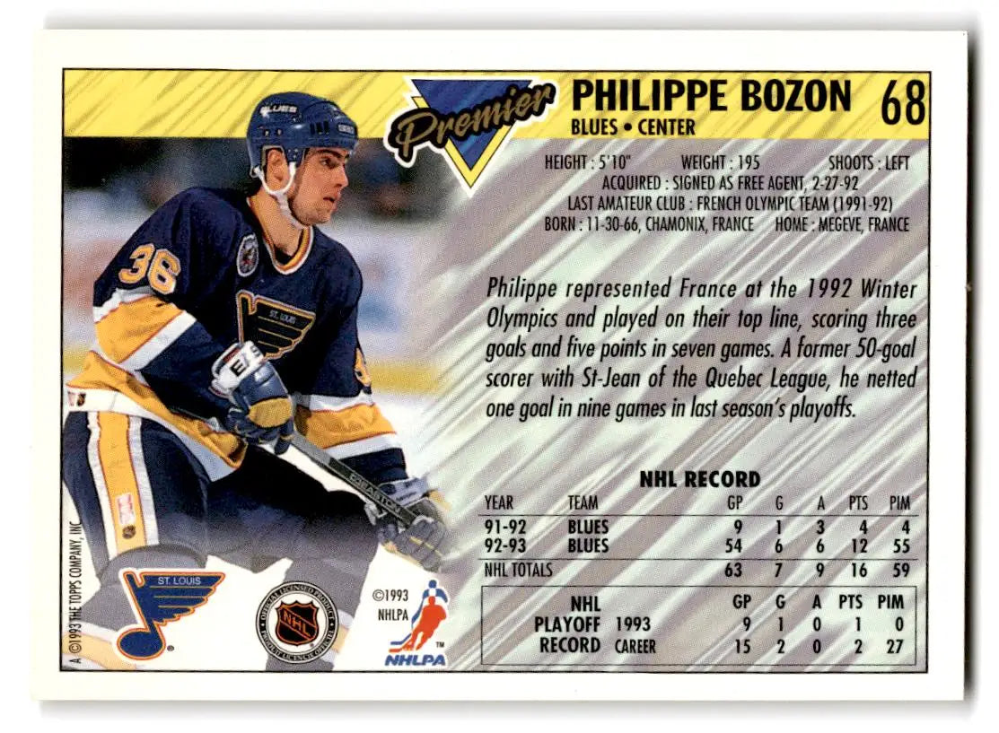 1993-94 Topps Premier #68 Philippe Bozon Gold - Hockey Card Single