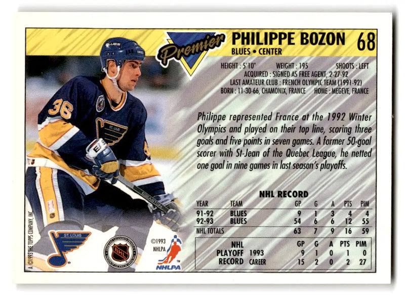 1993-94 Topps Premier #68 Philippe Bozon Gold - Hockey Card Single
