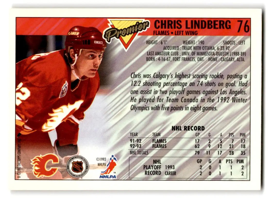 1993-94 Topps Premier #76 Chris Lindberg - Hockey Card Single