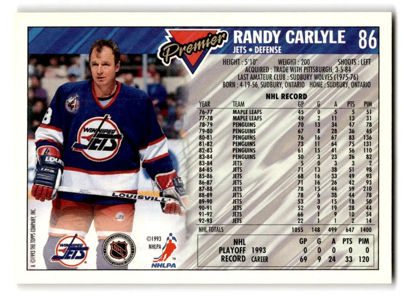 1993-94 Topps Premier #86 Randy Carlyle - Hockey Card Single