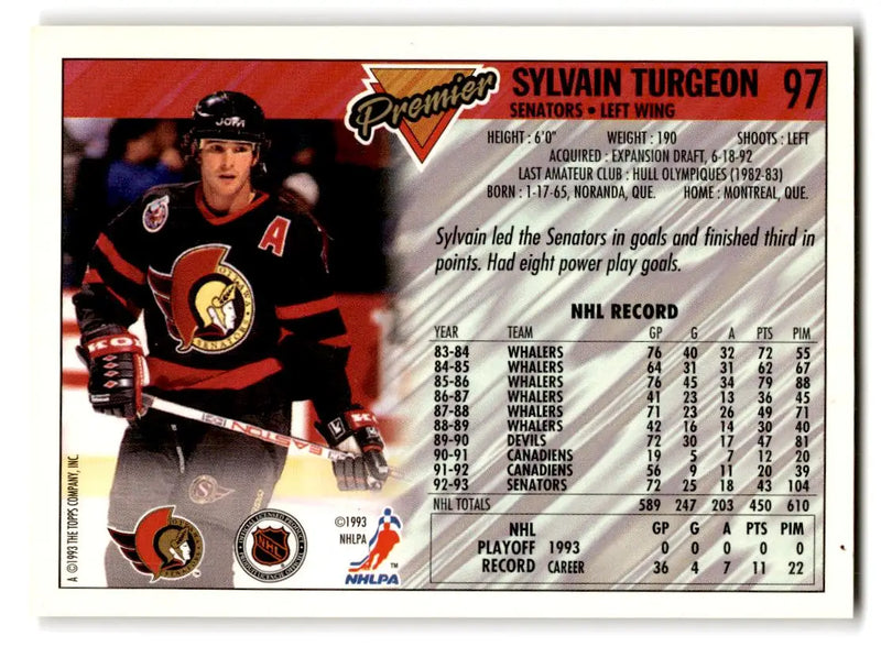 1993-94 Topps Premier #97 Sylvain Turgeon - Hockey Card Single