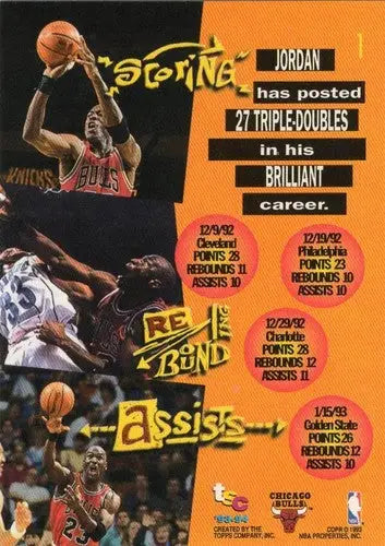 Original gloss 1993-94 Topps Stadium Club Michael Jordan basketball card with Bulls team