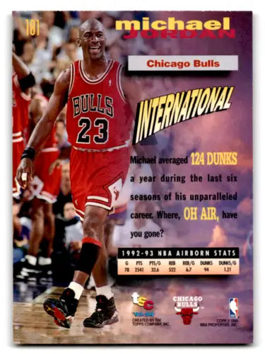 Original gloss Michael Jordan basketball card from Topps Stadium Club 1993-94