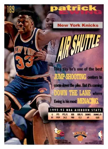 Original gloss 1993-94 Topps Stadium Club Patrick Ewing basketball card NM near mint