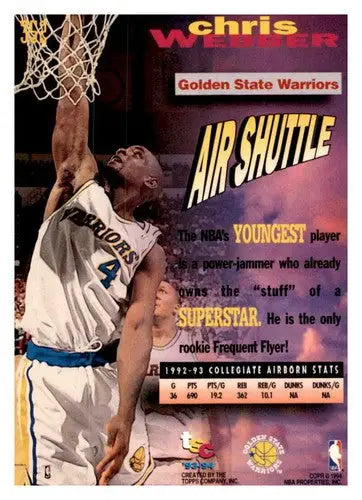 1993-94 Topps Stadium Club #352 Chris Webber EX/NM Warriors FF - Basketball Card Single