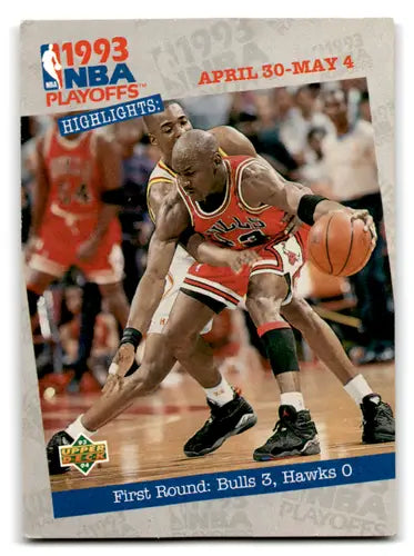 Original gloss 1993 NBA Playoffs trading card featuring Michael Jordan from Upper Deck