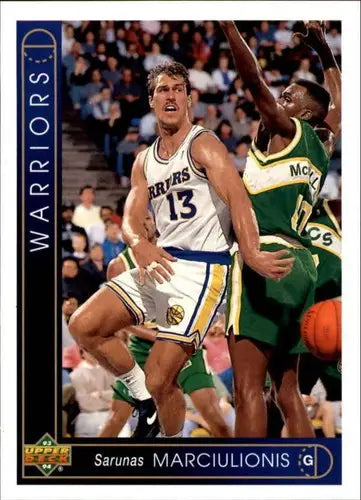 Original gloss Upper Deck Sarunas Marciulionis basketball card from 1993-94 Warriors series