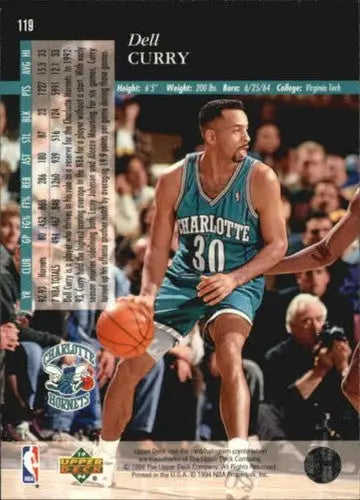 1993-94 Upper Deck SE Dell Curry basketball card with original gloss, Hornets collectible