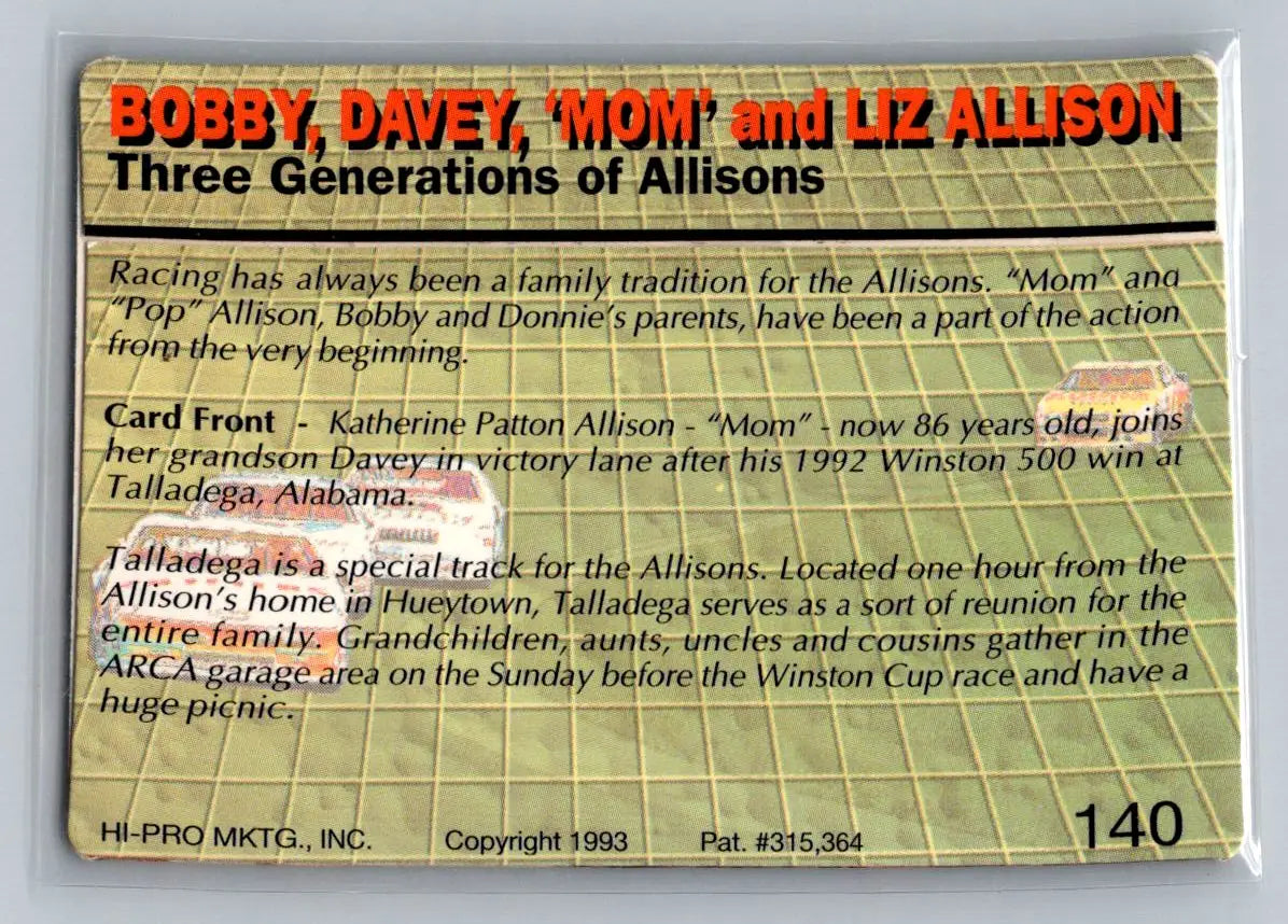 1993 Action Packed #140 Bobby Davey ’Mom’ & Liz - Non-Sports Card Single