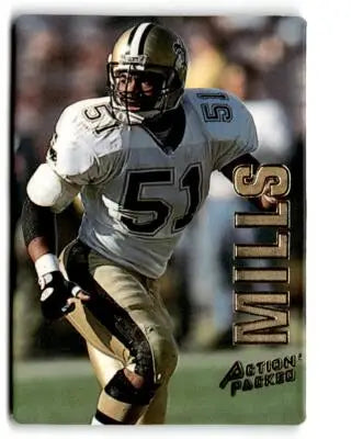 Football trading card of Sam Mills from 1993 Action Packed Orleans Saints collection