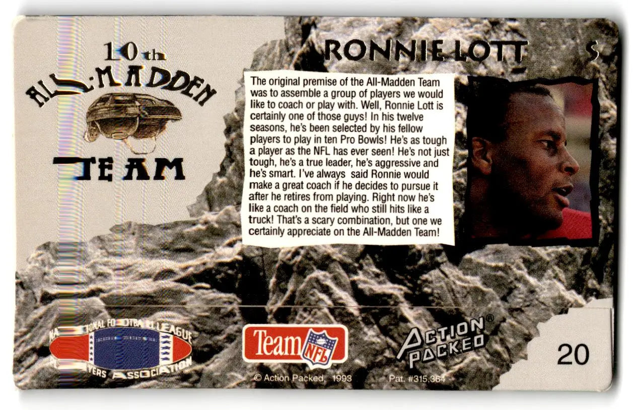 1993 Action Packed All-Madden #20 Ronnie Lott - Football Card Single