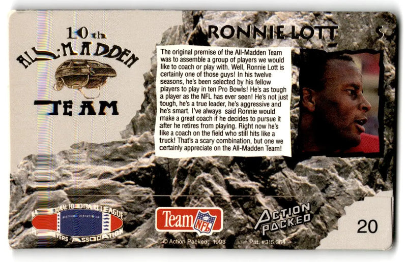 1993 Action Packed All-Madden #20 Ronnie Lott - Football Card Single