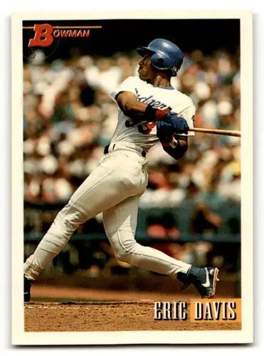 Eric Davis Los Angeles Dodgers baseball card from 1993 Bowman #450, EX/NM condition