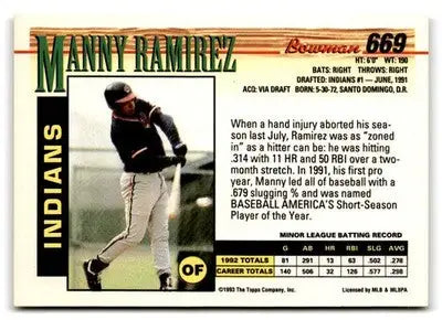 1993 Bowman #669 Manny Ramirez - Baseball Card Single
