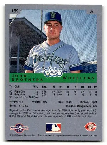 1993 Classic Best #159 John Brothers Charleston Wheelers Baseball Ca ID:53093 - Baseball Card Single