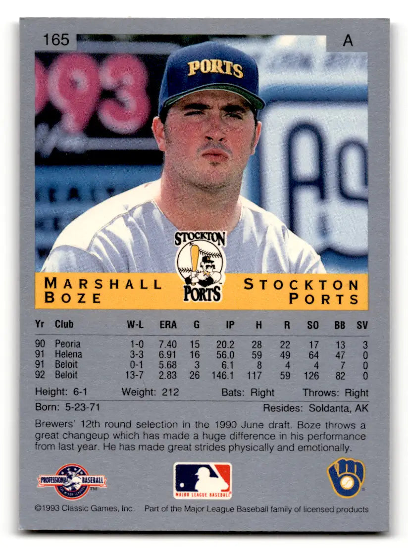 1993 Classic Best #165 Marshall Boze Stockton Ports Baseball Card - Baseball Card Single