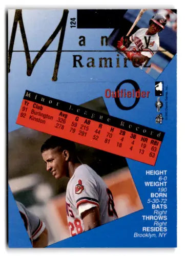 Original gloss Manny Ramirez baseball card from 1993 Classic Best Gold collection