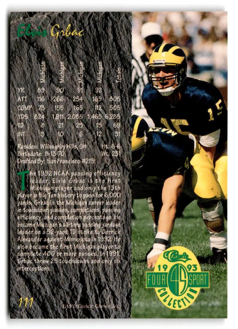 1993 Classic Four Sport #111 Elvis Grbac - Football Card Single